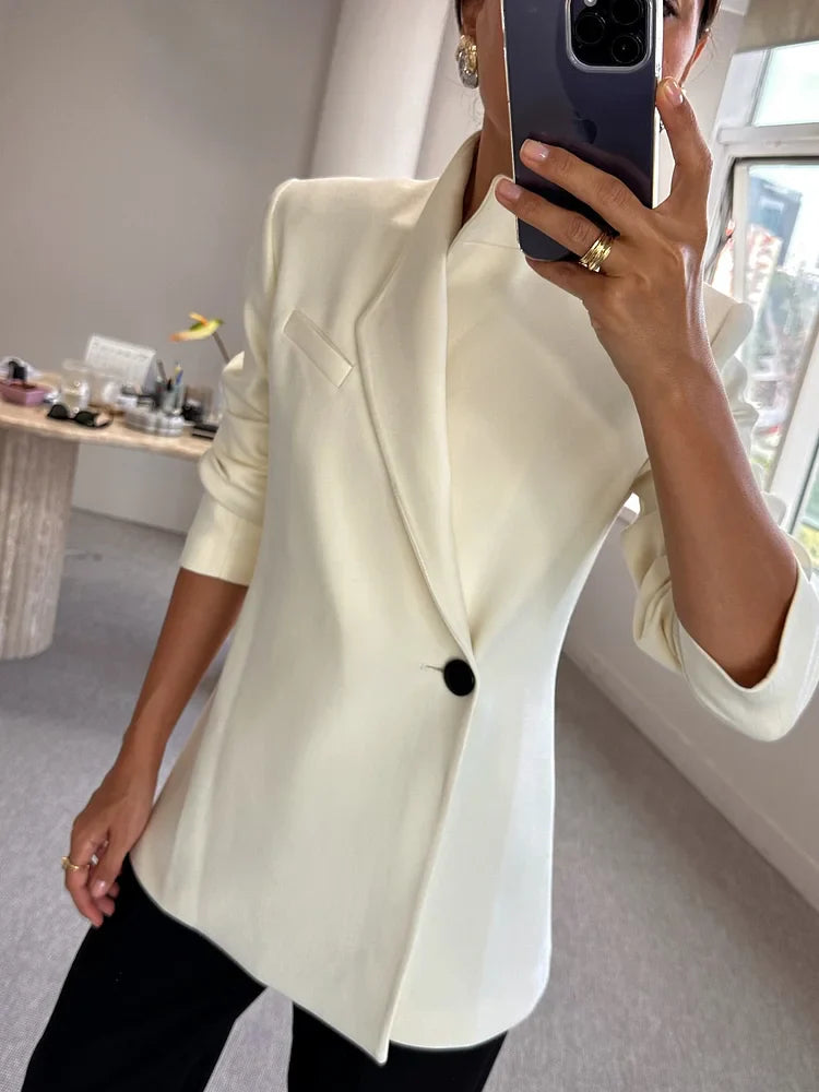 Alice - Solid Color Single Button Blazer