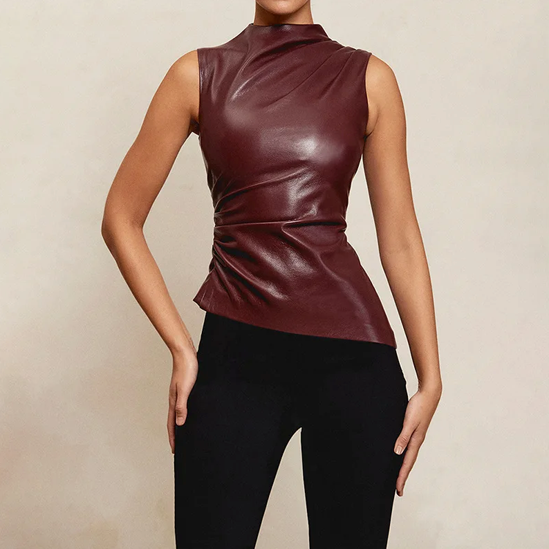 Amber - Faux Leather Top